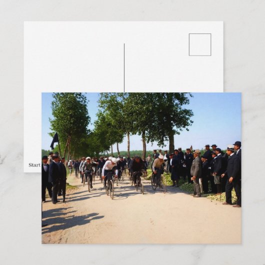1903年最初のツール・ド・フランスの開始（カラー） ポストカード (正面/裏面)
