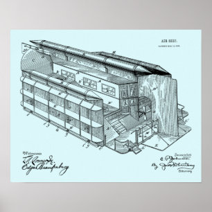 1903年飛んでいるエアシップ特許スケッチプリント ポスター