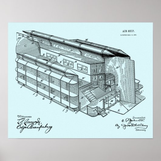 1903年飛んでいるエアシップ特許スケッチプリント ポスター (正面)