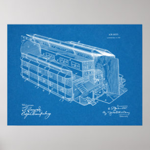 1903年飛行船飛行機特許スケッチプリント ポスター