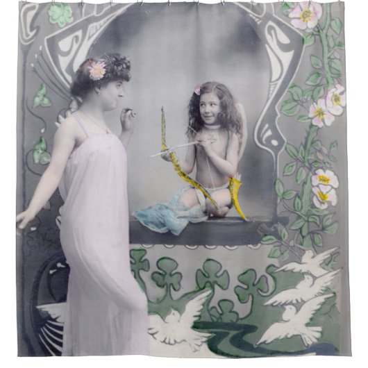 1904アールヌーボーバレンタイン シャワーカーテン (正面)