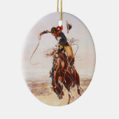 1904年にチャールズ・マリオン・ラッセルが行った『ア・バッド・ホス』 セラミックオーナメント (右)