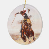 1904年にチャールズ・マリオン・ラッセルが行った『ア・バッド・ホス』 セラミックオーナメント (左)