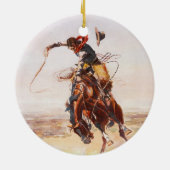 1904年にチャールズ・マリオン・ラッセルが行った『ア・バッド・ホス』 セラミックオーナメント (裏面)