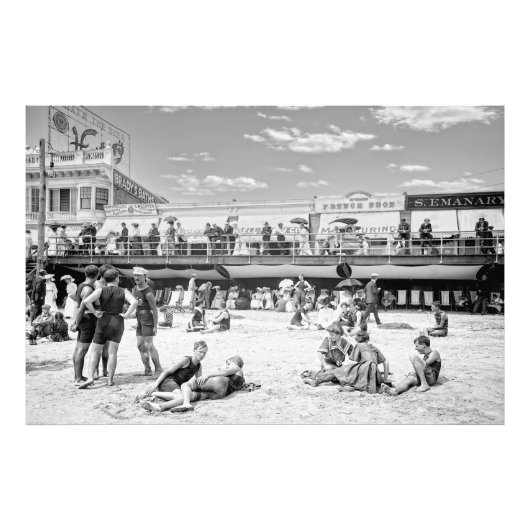 1904年のアトランティックシティビーチとボードウォークでの一日 フォトプリント            (正面)