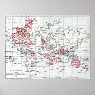 1904年のイギリス領を示す世界地図 ポスター