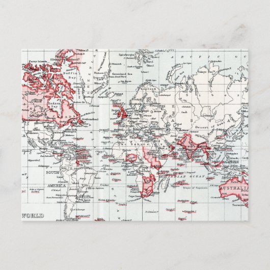 1904年のイギリス領を示す世界地図 ポストカード (正面)