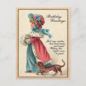 1904年誕生日の少女と犬 ポストカード (正面)