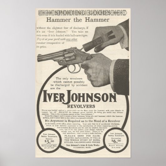 1904年Iver Johnson revolver広告 ポスター (正面)