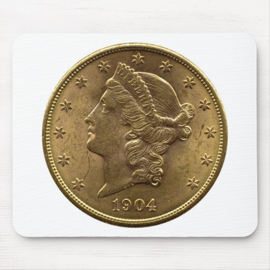 1904 20ドルの硬貨の前部(頭部)または$20お金 マウスパッド (正面)