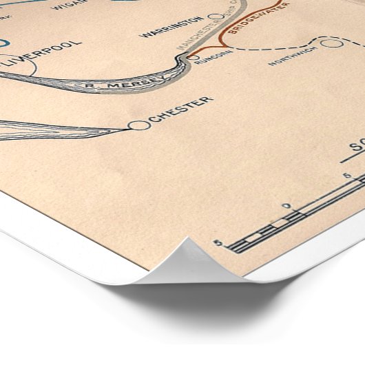 1904 Map of Canals Connecting Manchester ポスター (角)