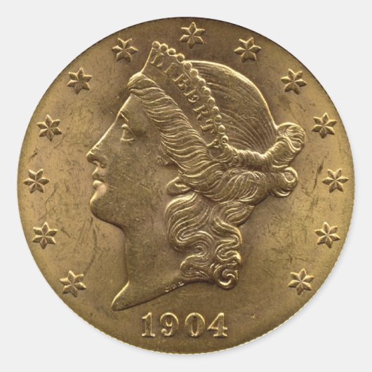 1904 Twenty Dollar Coin front (head)または$20のお金 ラウンドシール (正面)