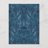 1905アールヌーボースタイルブルーフローラ離れ&デザイン ポストカード (正面)