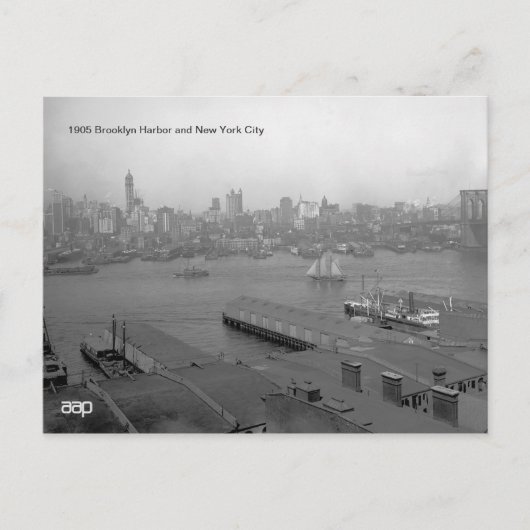 1905ブルックリンハーバー&ニューヨーク ポストカード (正面)