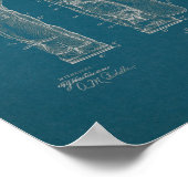 1905ヴィンテージゴルフバッグ特許青写真アートプリント ポスター (角)