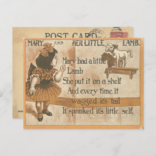 1905ヴィンテージメアリーと彼女のラム韻のポストカード ポストカード (正面/裏面)