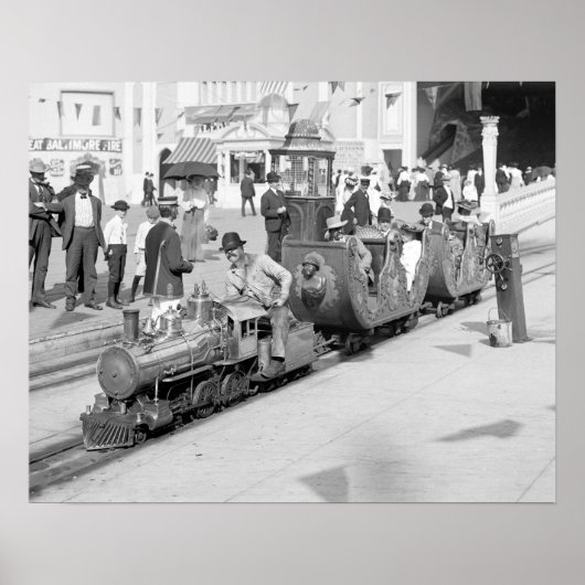 1905年のコニーアイランドのミニチュア鉄道。ヴィンテージ ポスター (正面)