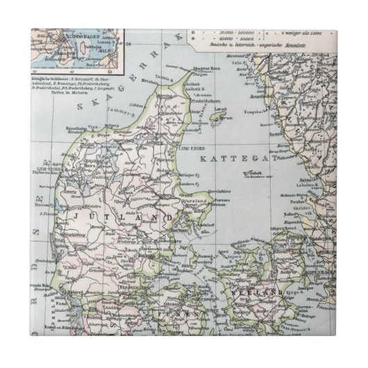1905年のデンマーク古地図, デンマークを丹語で, 1905 タイル (正面)