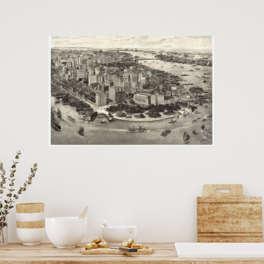 1905年のニューヨークの素晴らしい景色 ポスター (キッチン)