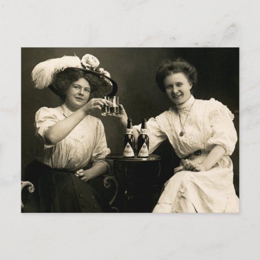 1905年のビール飲むガールフレンド ポストカード (正面)