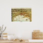 1905年のボストンとその周辺都市の地図 ポスター (キッチン)