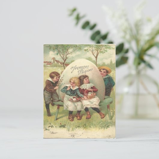 1905年のヴィンテージのJoyouses Paquesイースターの郵便はがき シーズンポストカード (スタンド正面)