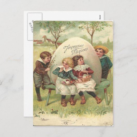 1905年のヴィンテージのJoyouses Paquesイースターの郵便はがき シーズンポストカード (正面/裏面)