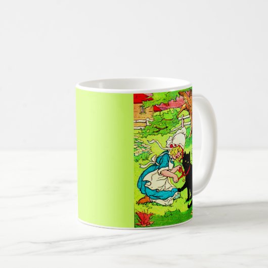 1905年の小さな女の子は黒猫を馬鹿にする コーヒーマグカップ (正面右)