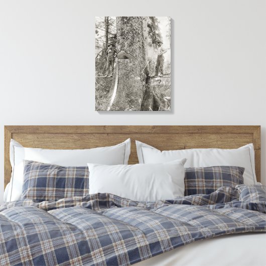 1905年の巨大なモミとのランバージャック。ヴィンテージ写真 キャンバスプリント (インサイチュ (寝室))