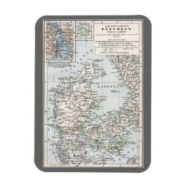 1905年当時のデンマークの古地図、デンマーク語表記 マグネット