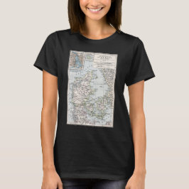 1905年当時のデンマークの古地図、デンマーク語表記 Tシャツ