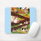 1905豚と鶏のイラストレーション マウスパッド (マウス)