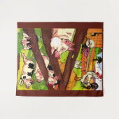 1905豚と鶏プリント タペストリー (正面(横))