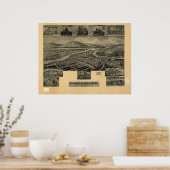 1905 Confluence, PAバードズアイビューパノラママップ ポスター (キッチン)