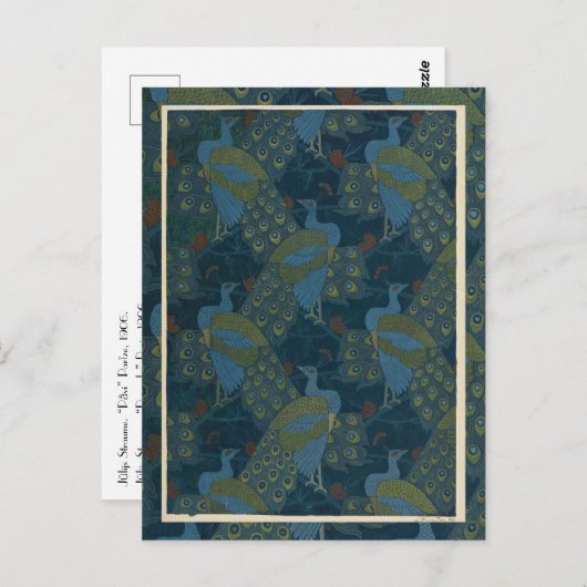 1906ヴィンテージヨーロッパのpeacocks壁紙アート ポストカード (正面/裏面)