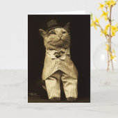 1906年から着飾った猫のグリーティングヴィンテージ カード (黄色い花)