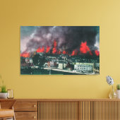 1906年の火災の際の都市迷路の空中発射 キャンバスプリント (インサイチュ (リビング))