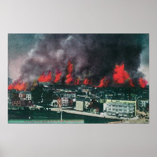 1906年の火災の際の都市迷路の空中発射 ポスター (正面)