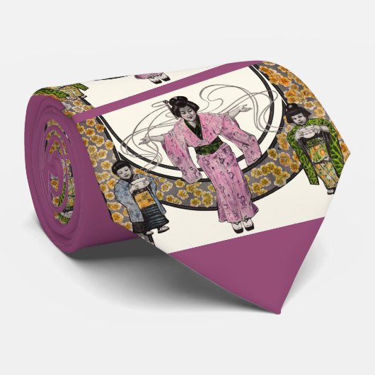 1906年アールヌーボー日本の女子プリント ネクタイ (ロール)