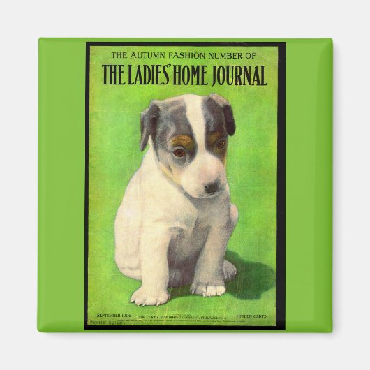 1906年9月レディースホームジャーナルカバー子犬 マグネット (正面)