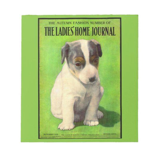 1906年9月『レディース・ホーム・ジャーナル』表紙の子犬 ノートパッド (正面)