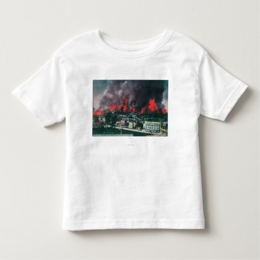 1906火の間の真赤に燃えて都市のアンテナ トドラーTシャツ (正面)