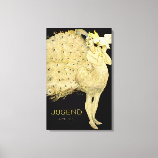 1906!!!アールヌーボーピーコックダンサーキャンバス キャンバスプリント (正面)