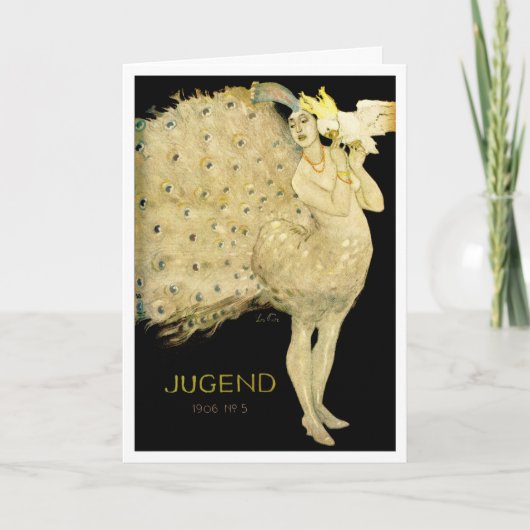 1906!!!「羽の鳥」アールヌーボー挨拶 カード (正面)