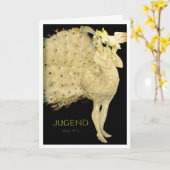 1906!!!「羽の鳥」アールヌーボー挨拶 カード (黄色い花)