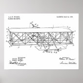1906 Wright Brothers Airplane Patent Drawing Print ポスター (正面)