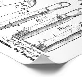 1907ゴルフクラブヘッド特許アートスケッチプリント ポスター (角)