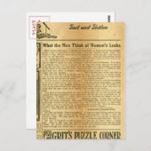 1907年の女考え性の男の姿 ポストカード (正面/裏面)