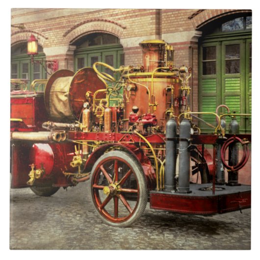1907年の電動ポンプ車 - 消防車 タイル (正面)