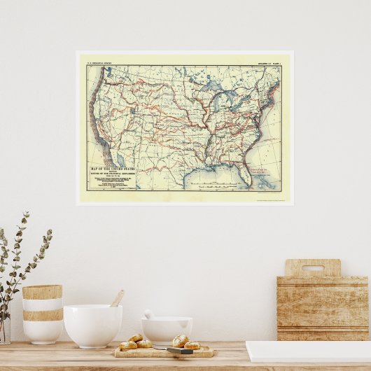 1907年アメリカの探索経路 ポスター (キッチン)